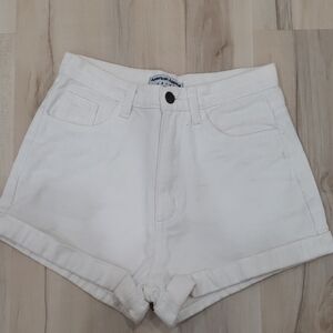 American Apparel High Waist White Denim Shorts